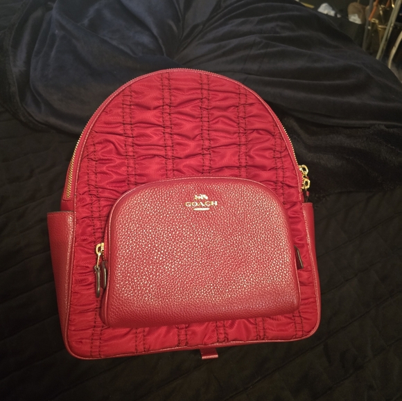 Coach Court Red Quilted Backpack - Picture 1 of 8